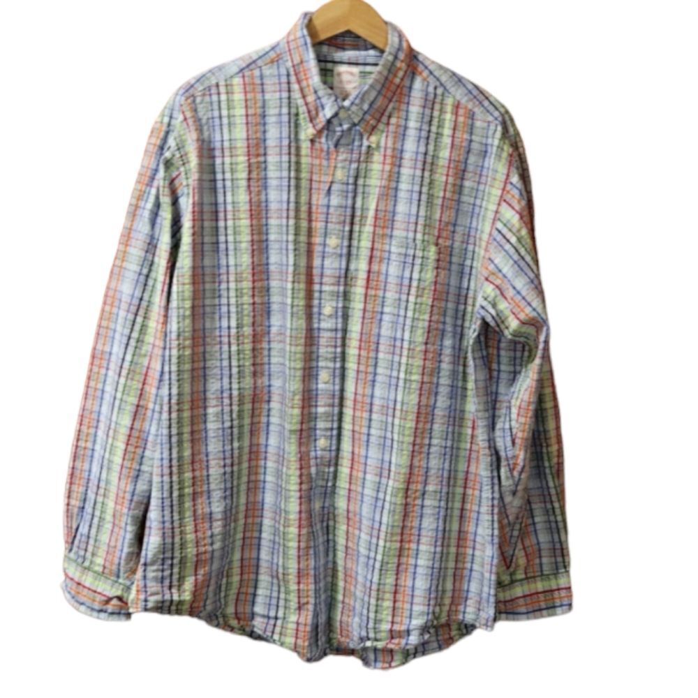 Brooks Brothers Colorful Rainbow Textured Button Down Shirt LG